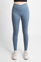 High-Rise Crossover Waist Four-Way Stretch Legging Teal